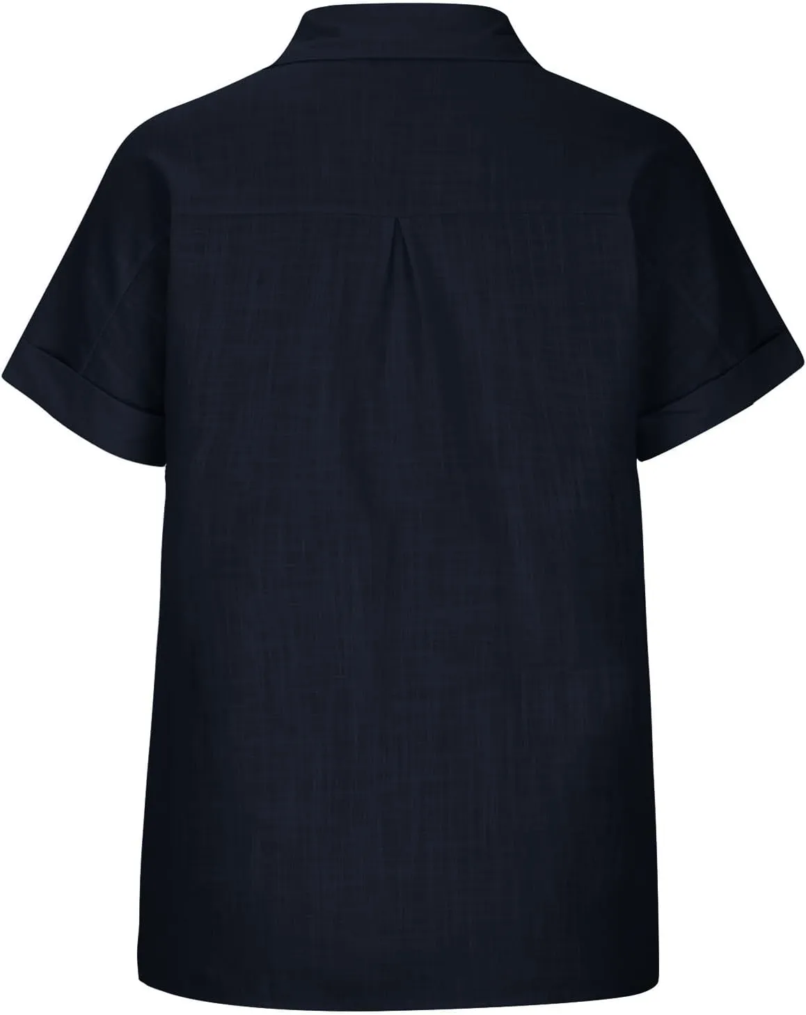 Linen Shirts for Women Short Sleeve Button Down Collared Tops Loose Fit Tunic Comfy Casual Summer Blouses Tshirt
