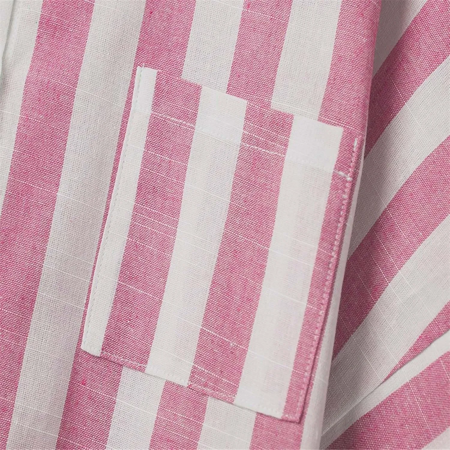 Linen Shirts for Women Striped Button Down Shirts Lightweight Guaze Blouses Short Sleeve Boho Summer Tshirt