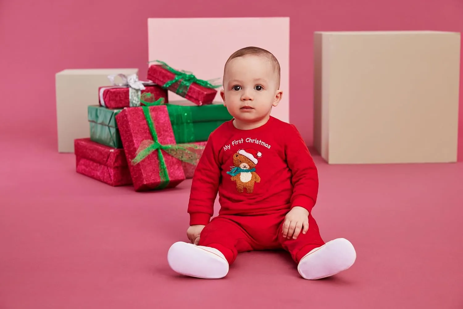 Little Me Clothes for Baby 3-Piece Christmas Holiday Pajama Sets, 3 Months to 12 Months