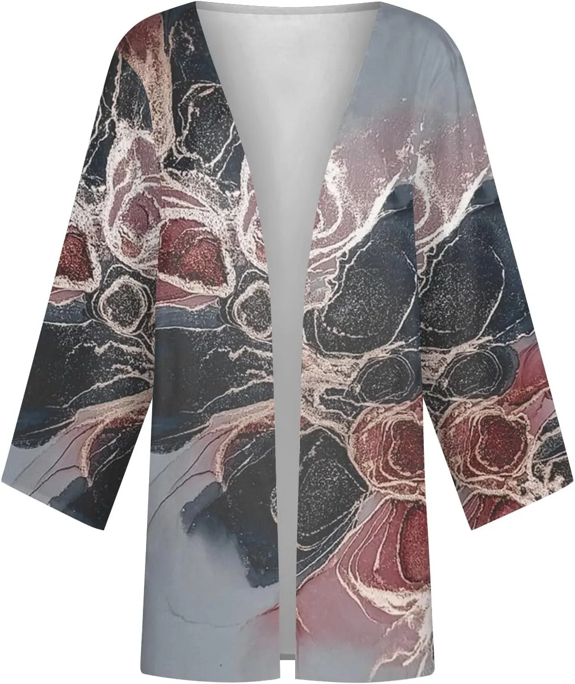 Long Cardigans for Women Trendy 3/4 Sleeve Casual Loose Open Front Cardigan Floral Printed Comfy Dressy Cardigans