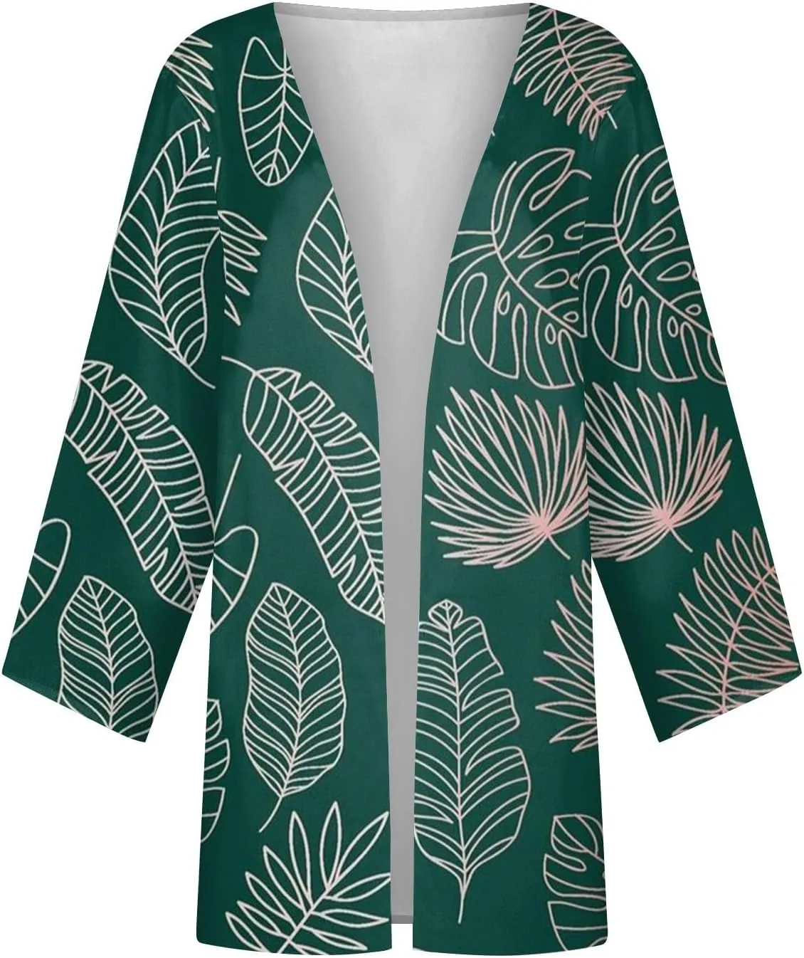 Long Cardigans for Women Trendy 3/4 Sleeve Casual Loose Open Front Cardigan Floral Printed Comfy Dressy Cardigans