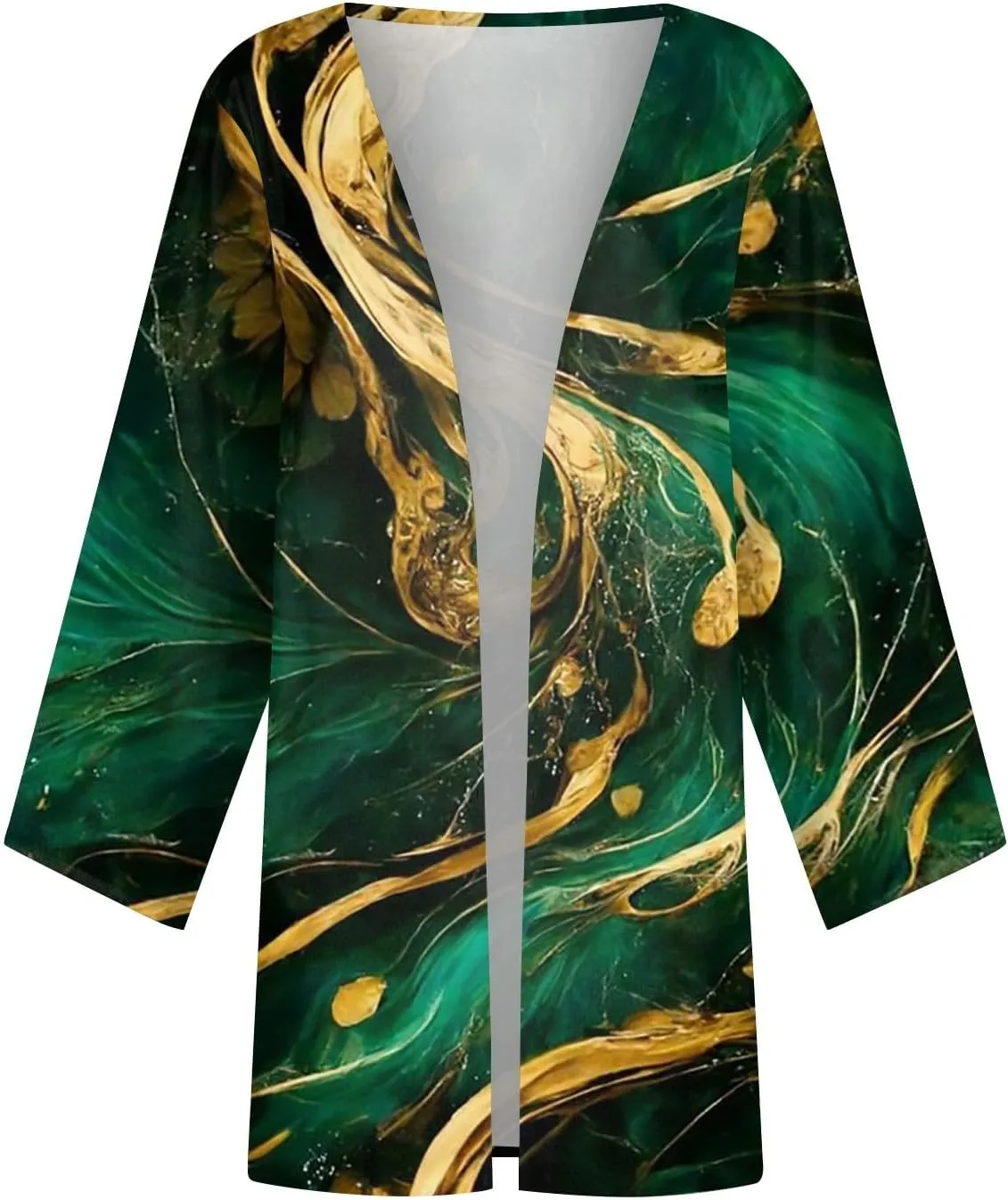 Long Cardigans for Women Trendy 3/4 Sleeve Casual Loose Open Front Cardigan Floral Printed Comfy Dressy Cardigans
