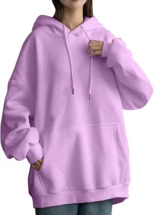 Long Sleeve Simple Hoodies for Women Slouchy Fit Casual Hooded Sweatshirt Fall Comfy Drawstring Tops with Pockets