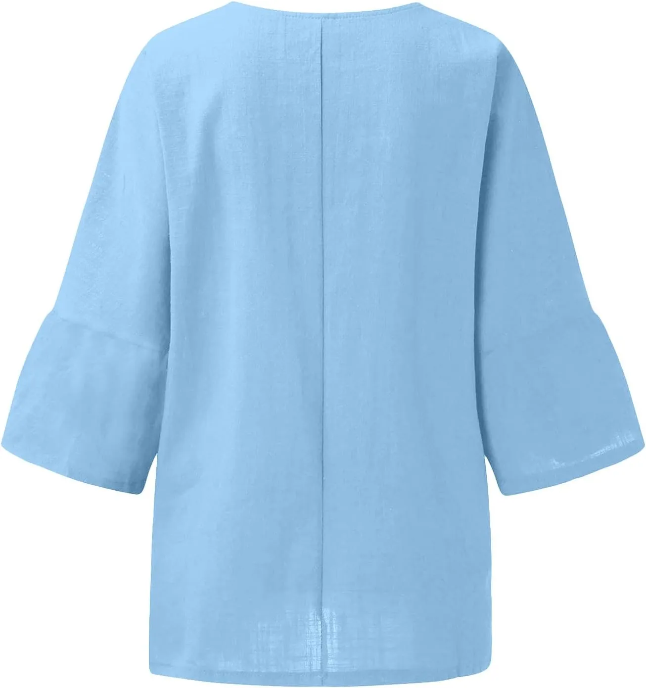 Loose Fit Long T Shirts for Women Summer Fall 3/4 Length Sleeve Crewneck Linen Plain Tops Shirts Women 2025 Trendy