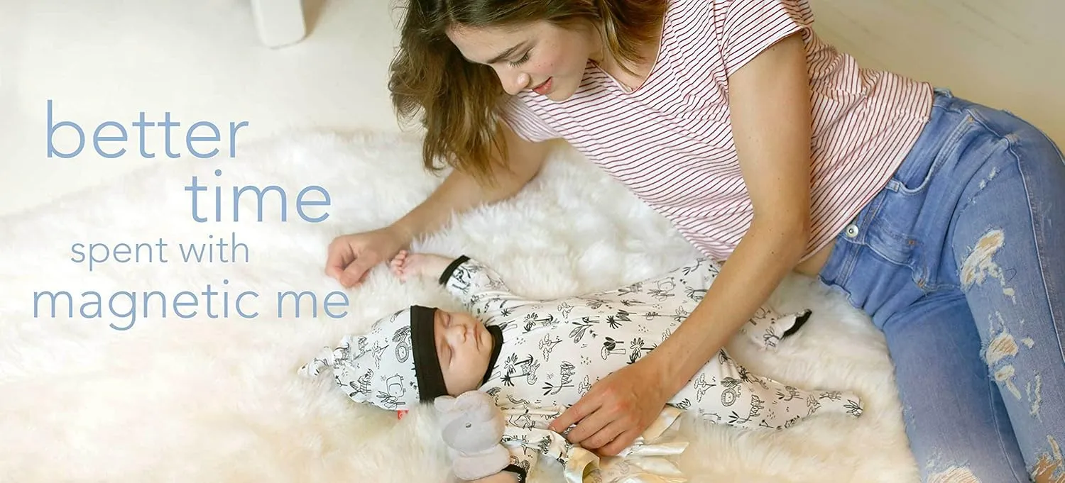 Magnetic Me Footie Pajamas - 100% Organic Cotton Baby Pajamas - Quick Magnetic Fastener Sleeper for Baby Boy and Girl