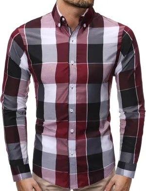 Man High Neck T Shirts Tee Tops for Mens Long Sleeve Plaid Cardigan Fall Winter Tee Shirt 2025 Y2K