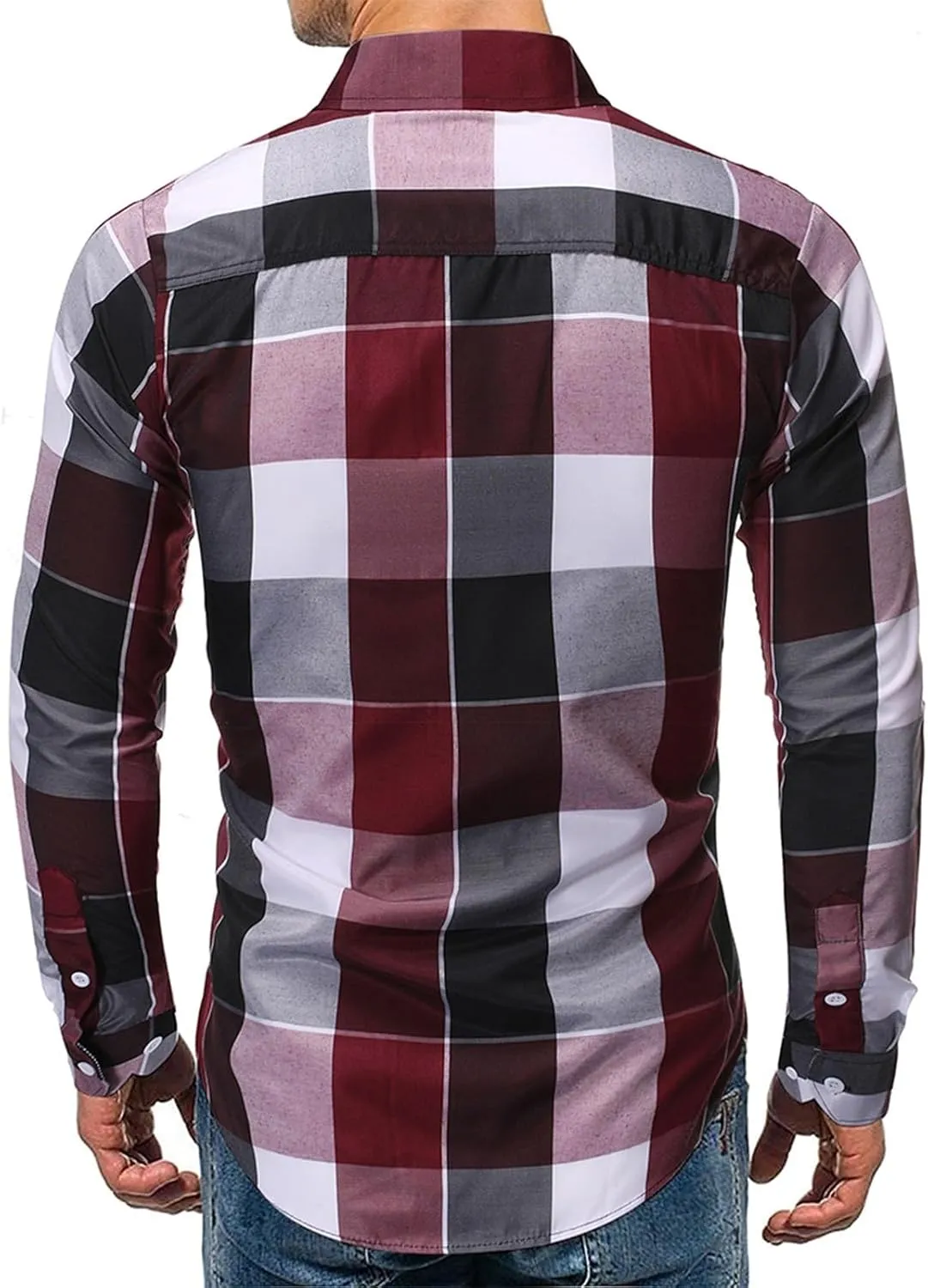 Man High Neck T Shirts Tee Tops for Mens Long Sleeve Plaid Cardigan Fall Winter Tee Shirt 2025 Y2K