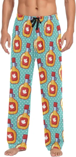 Maple Syrup Bottle Star Pattern Men's Pajama Pants Sleepwear Lounge Pajama Bottoms
