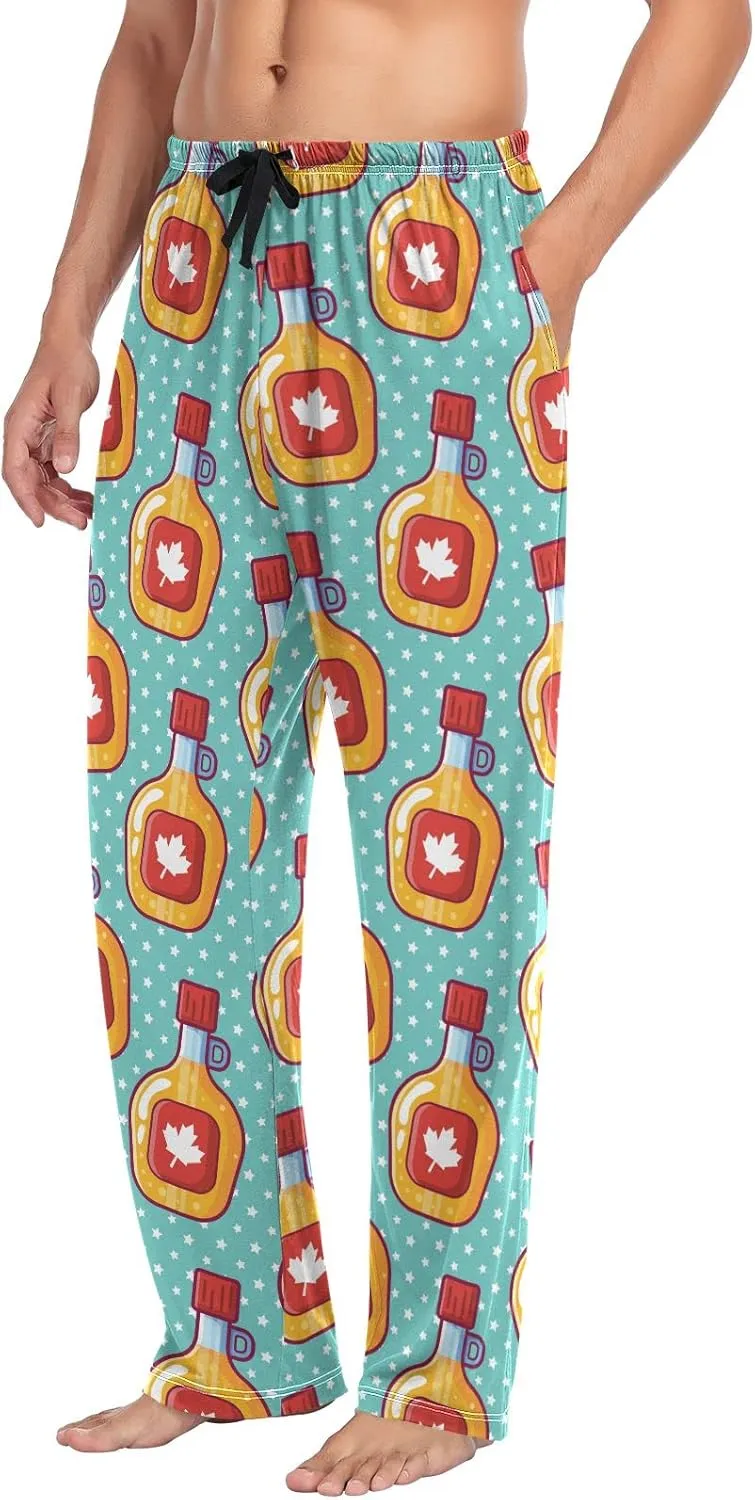 Maple Syrup Bottle Star Pattern Men's Pajama Pants Sleepwear Lounge Pajama Bottoms
