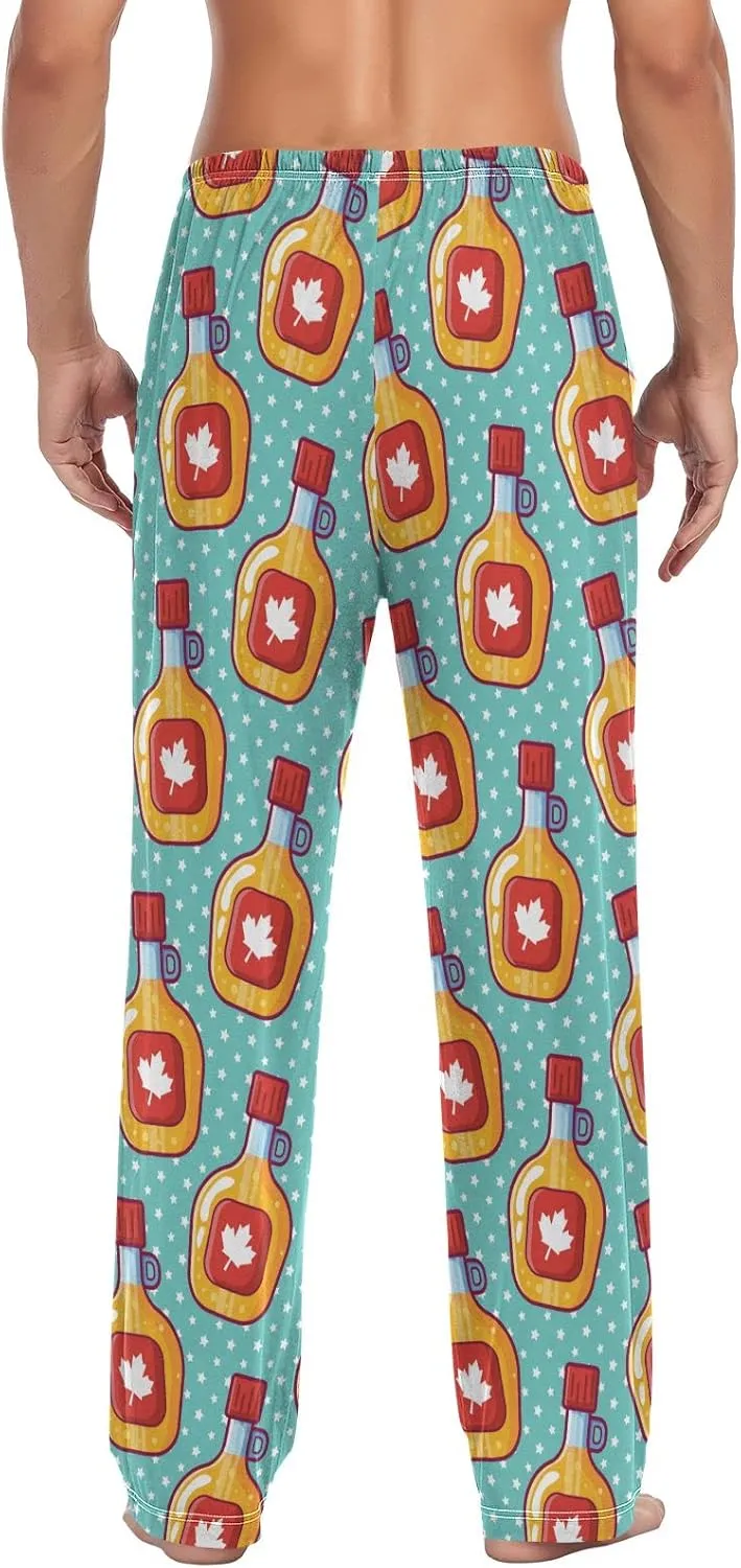 Maple Syrup Bottle Star Pattern Men's Pajama Pants Sleepwear Lounge Pajama Bottoms