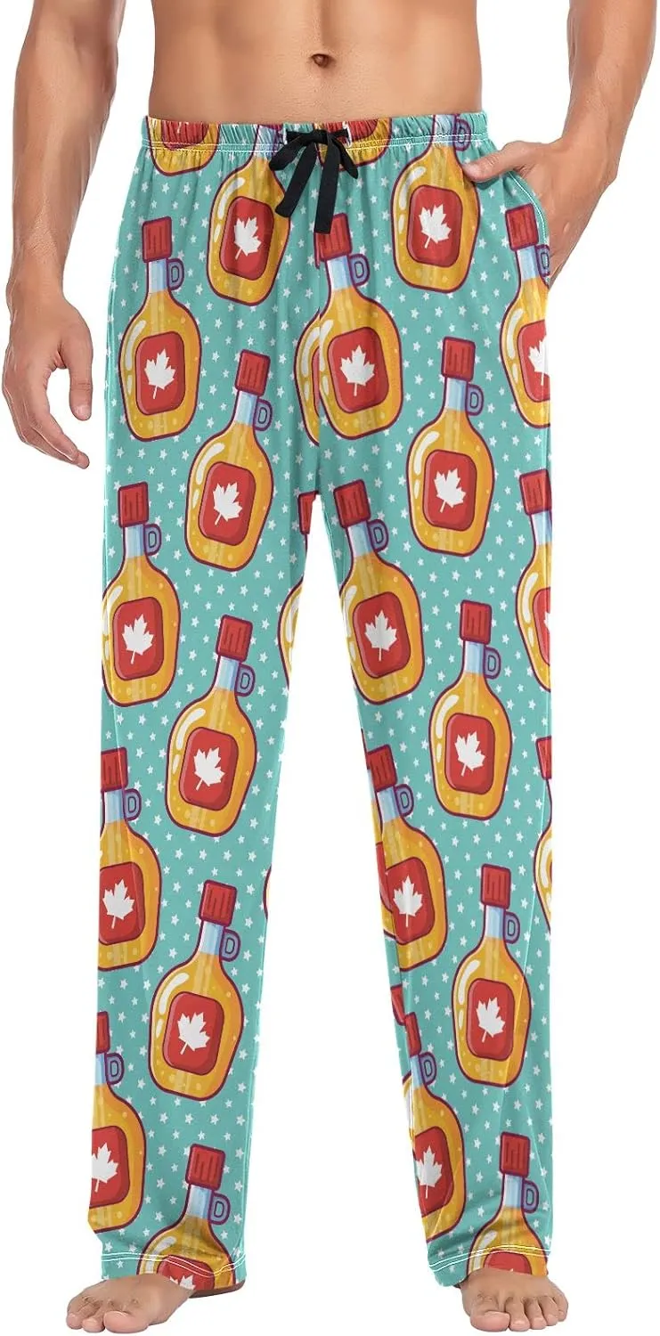 Maple Syrup Bottle Star Pattern Men's Pajama Pants Sleepwear Lounge Pajama Bottoms