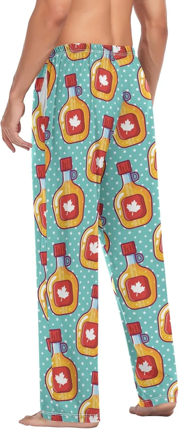 Maple Syrup Bottle Star Pattern Men's Pajama Pants Sleepwear Lounge Pajama Bottoms