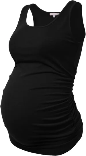 Maternity Tank Tops for Women Ruched Sleeveless Basic Tops Maternity Shirt Vest Pregnancy Tee