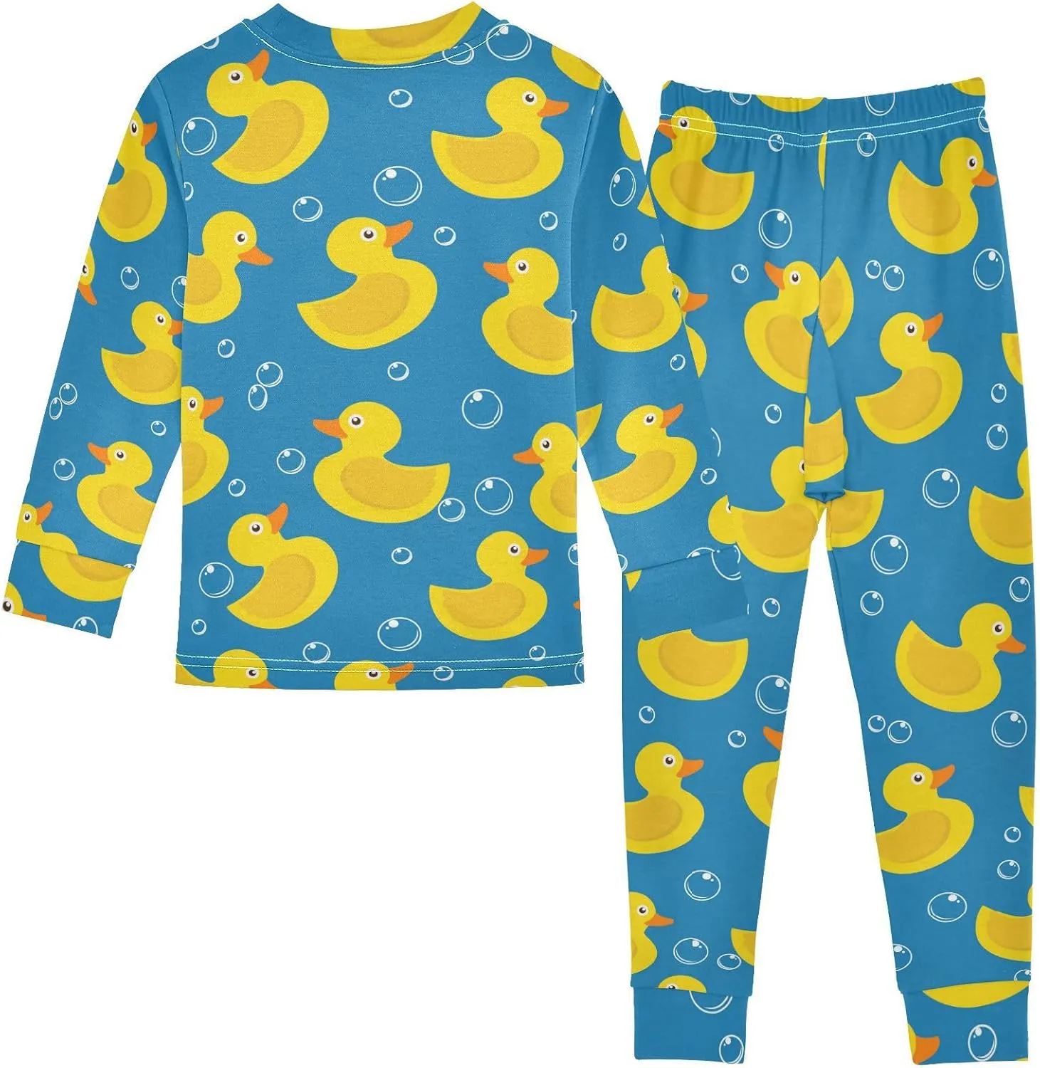 MCHIVER Yellow Rubber Duck Pajamas Set 2 Piece Cotton Pjs Set Long Sleeve Sleepwear Size 18M-8Y