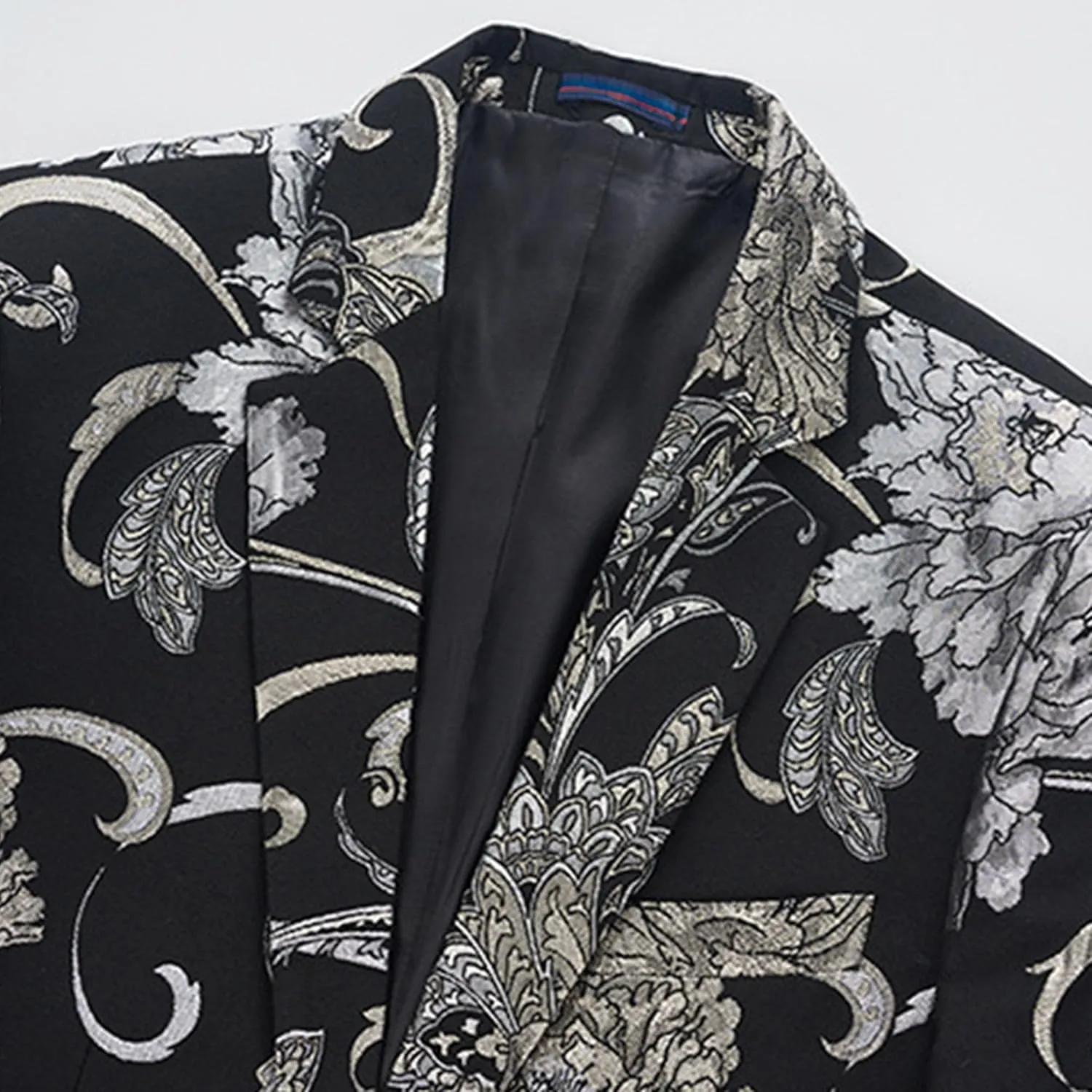 Mens 2 Piece Floral Dress Suit One Button Dinner Tuxedo Jacket & Pants Luxury Printed Wedding Blazer