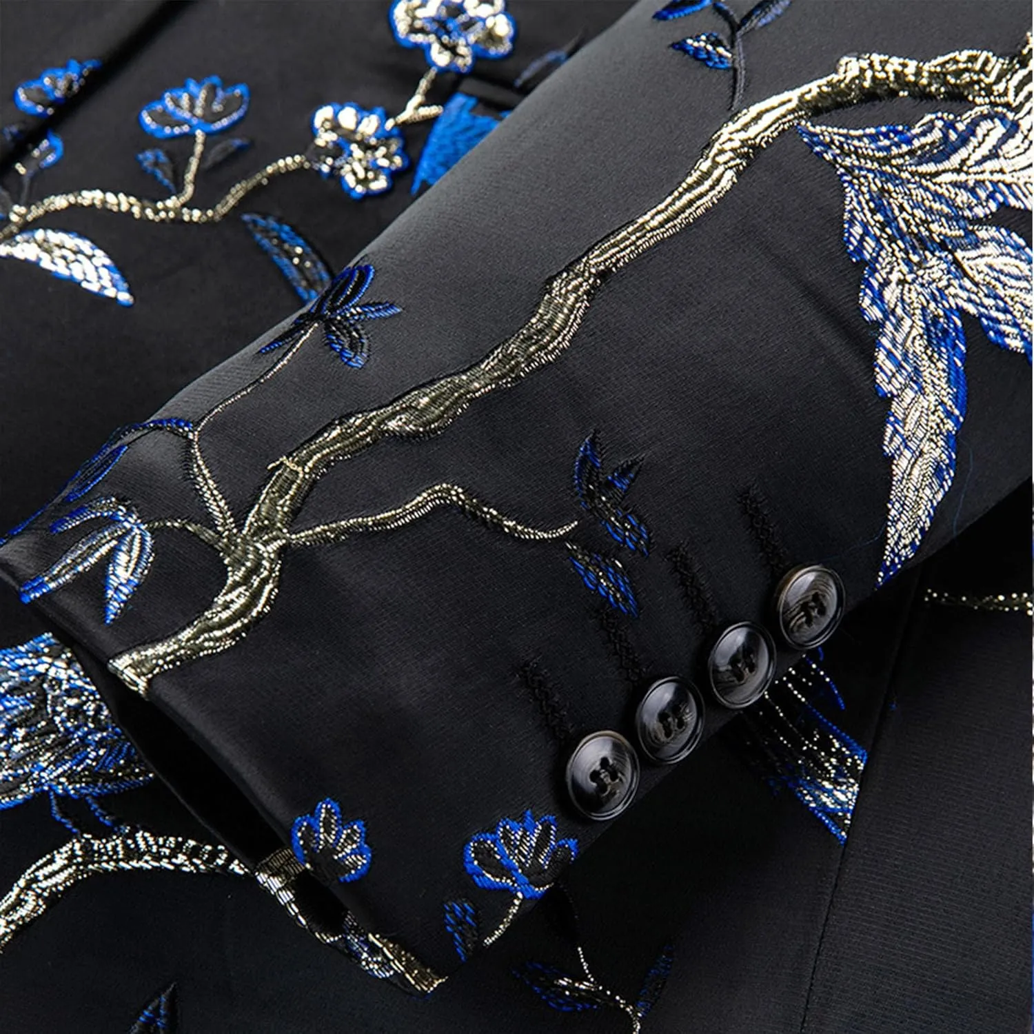 Mens 2 Piece Floral Dress Suit One Button Dinner Tuxedo Jacket & Pants Luxury Printed Wedding Blazer