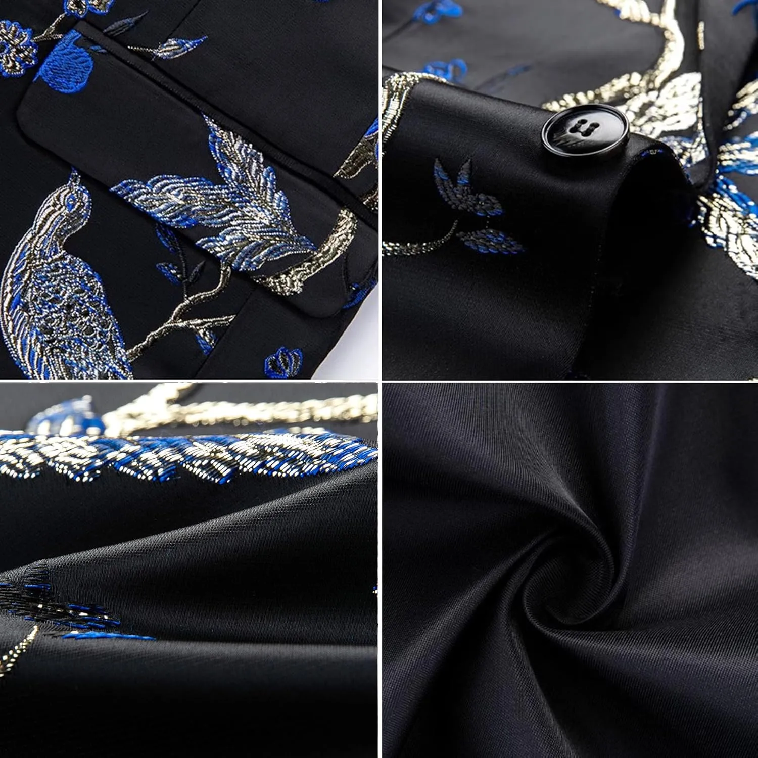 Mens 2 Piece Floral Dress Suit One Button Dinner Tuxedo Jacket & Pants Luxury Printed Wedding Blazer