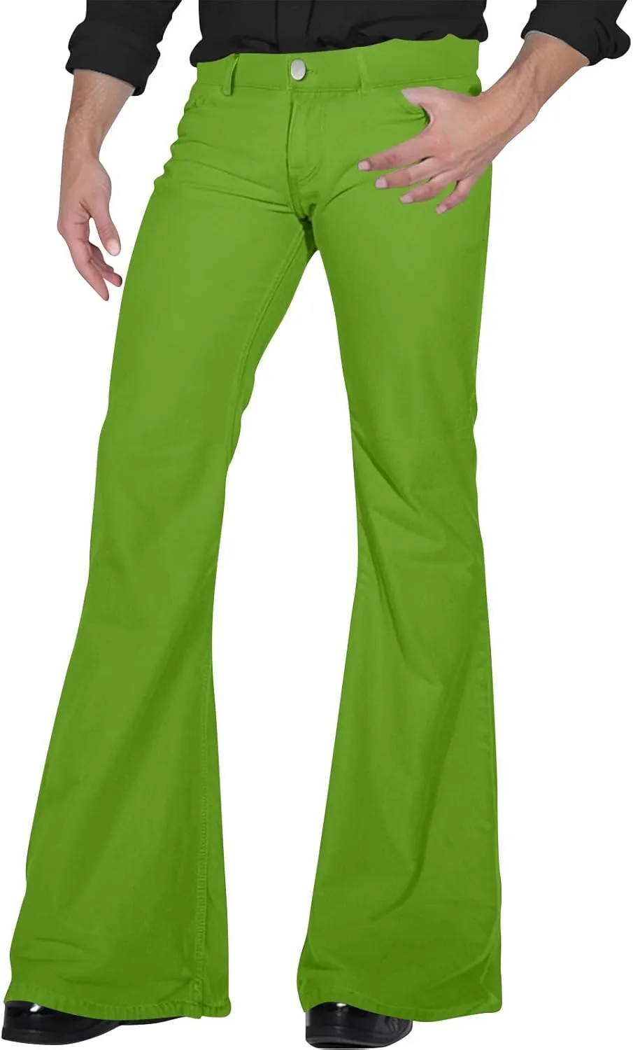 Mens Bell Bottoms Pants 70S Disco Jeans Pants Vintage Denim Pant Slim Fit Flared Pant Stretch Twill Trousers