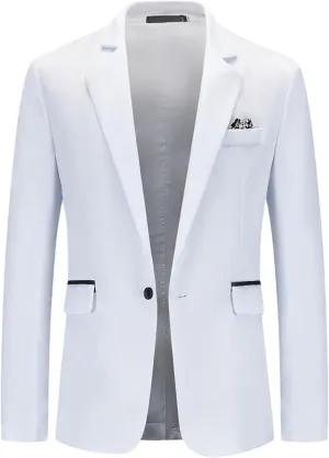 Men's Blazer Jacket Lightweight Casual Sport Coat Classic One Button Stretch Blazer Suit Jacket Sport Coat