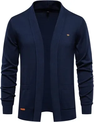Mens Cardigan Sweater Casual Cable Knit V Neck Open Front Fleece Winter Sweater