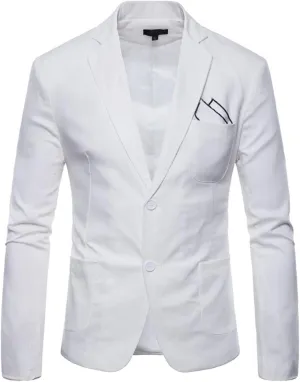 Mens Casual Cotton Blazer Sport Coat Vintage Blazer Suit Jacket Lightweight Business Jackets Slim Fit Suit Jackets