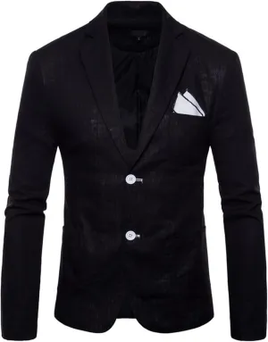 Mens Casual Cotton Blazer Sport Coat Vintage Blazer Suit Jacket Lightweight Business Jackets Slim Fit Suit Jackets