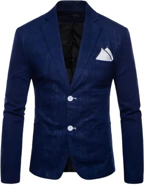 Mens Casual Cotton Blazer Sport Coat Vintage Blazer Suit Jacket Lightweight Business Jackets Slim Fit Suit Jackets