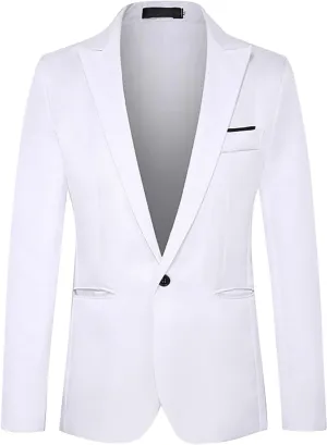 Men's Casual One Button Suit Blazer Jacket Slim Fit Sport Coat Suit Blazer Daily Lightweight Jackets Business Blazer