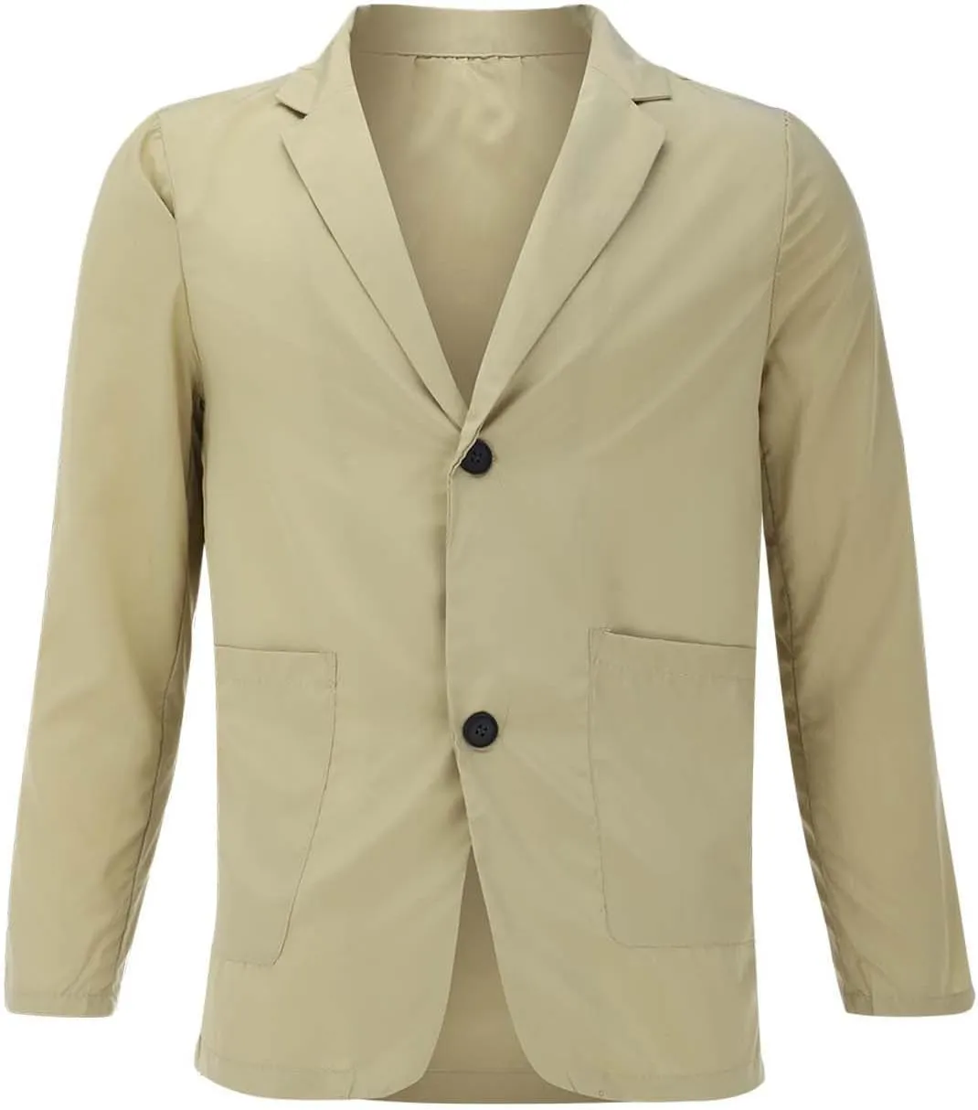 Mens Casual One Button Suit Blazer Jacket Slim Fit Sport Coat Suit Blazer Lightweight Jackets Business Blazer