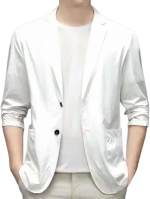 Mens Casual One Button Suit Blazer Jacket Slim Fit Sport Coat Suit Blazer Lightweight Jackets Business Blazer