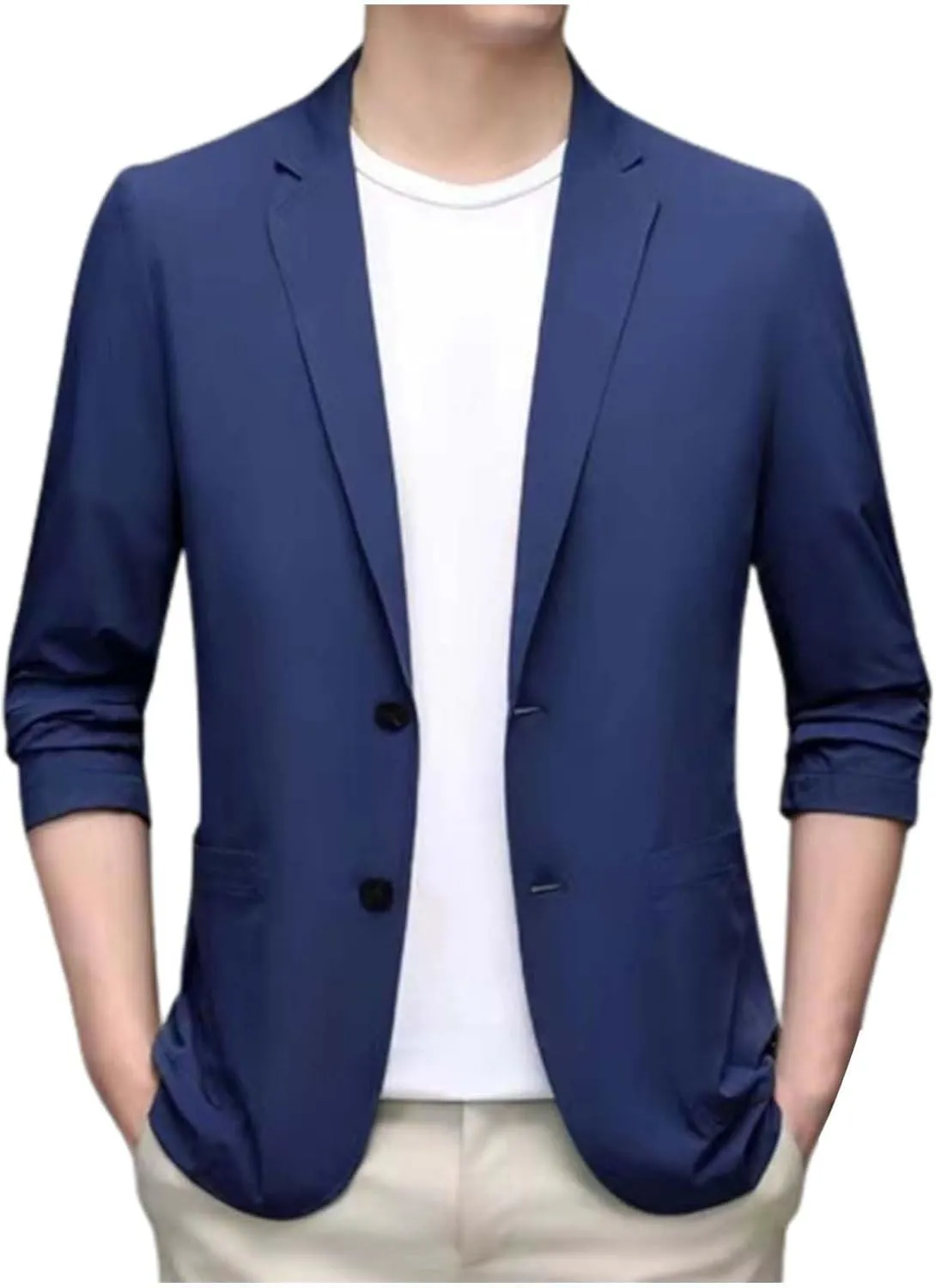 Mens Casual One Button Suit Blazer Jacket Slim Fit Sport Coat Suit Blazer Lightweight Jackets Business Blazer