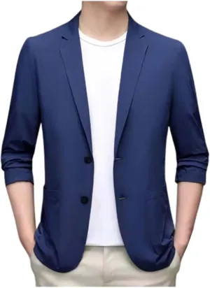 Mens Casual One Button Suit Blazer Jacket Slim Fit Sport Coat Suit Blazer Lightweight Jackets Business Blazer