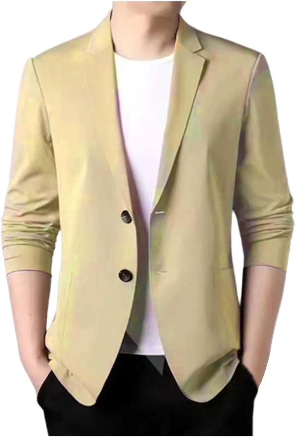 Mens Casual One Button Suit Blazer Jacket Slim Fit Sport Coat Suit Blazer Lightweight Jackets Business Blazer