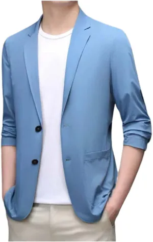 Mens Casual One Button Suit Blazer Jacket Slim Fit Sport Coat Suit Blazer Lightweight Jackets Business Blazer