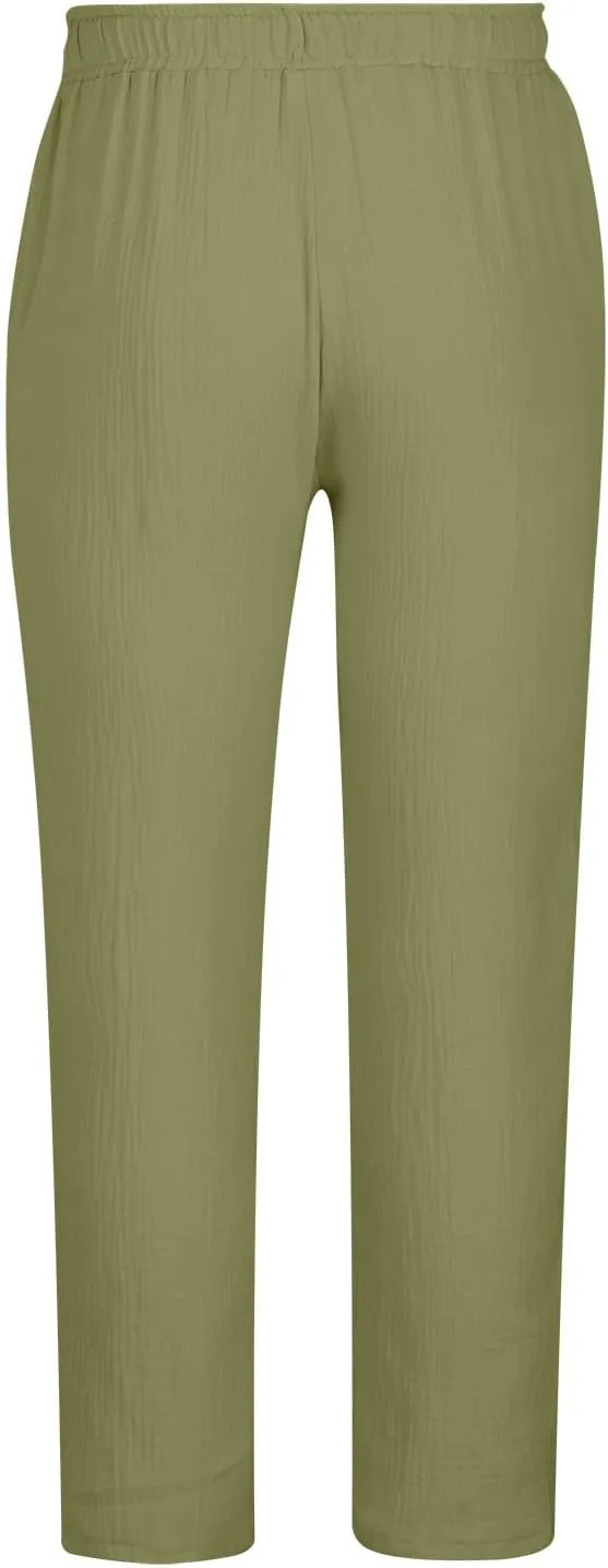 Mens Casual Soft Linen Pants Elastic Waist Drawstring Beach Spring Summer Pants Lightweight Linen Trousers Yoga Pants