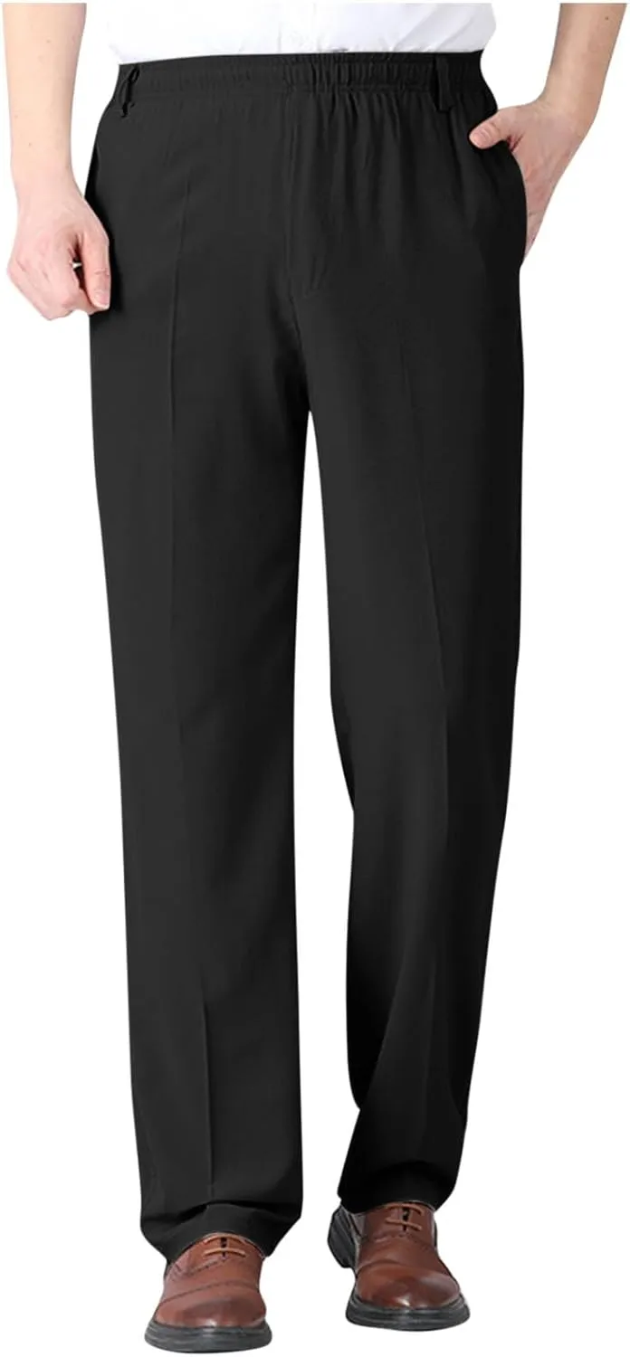 Men's Elastic Waist Pants Dressy Business Casual Slacks Trousers Bottoms Lightweight Comfy Fit