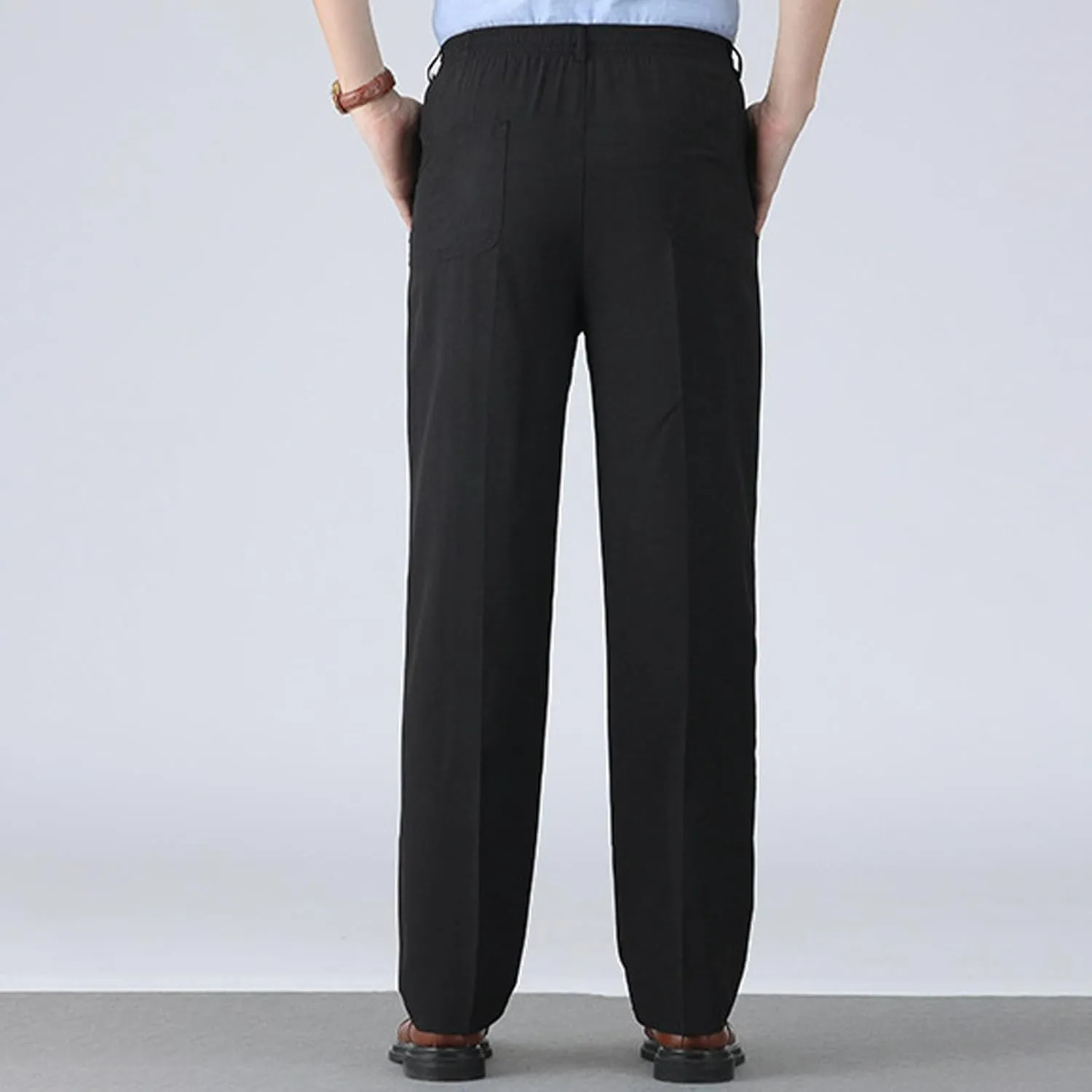 Men's Elastic Waist Pants Dressy Business Casual Slacks Trousers Bottoms Lightweight Comfy Fit