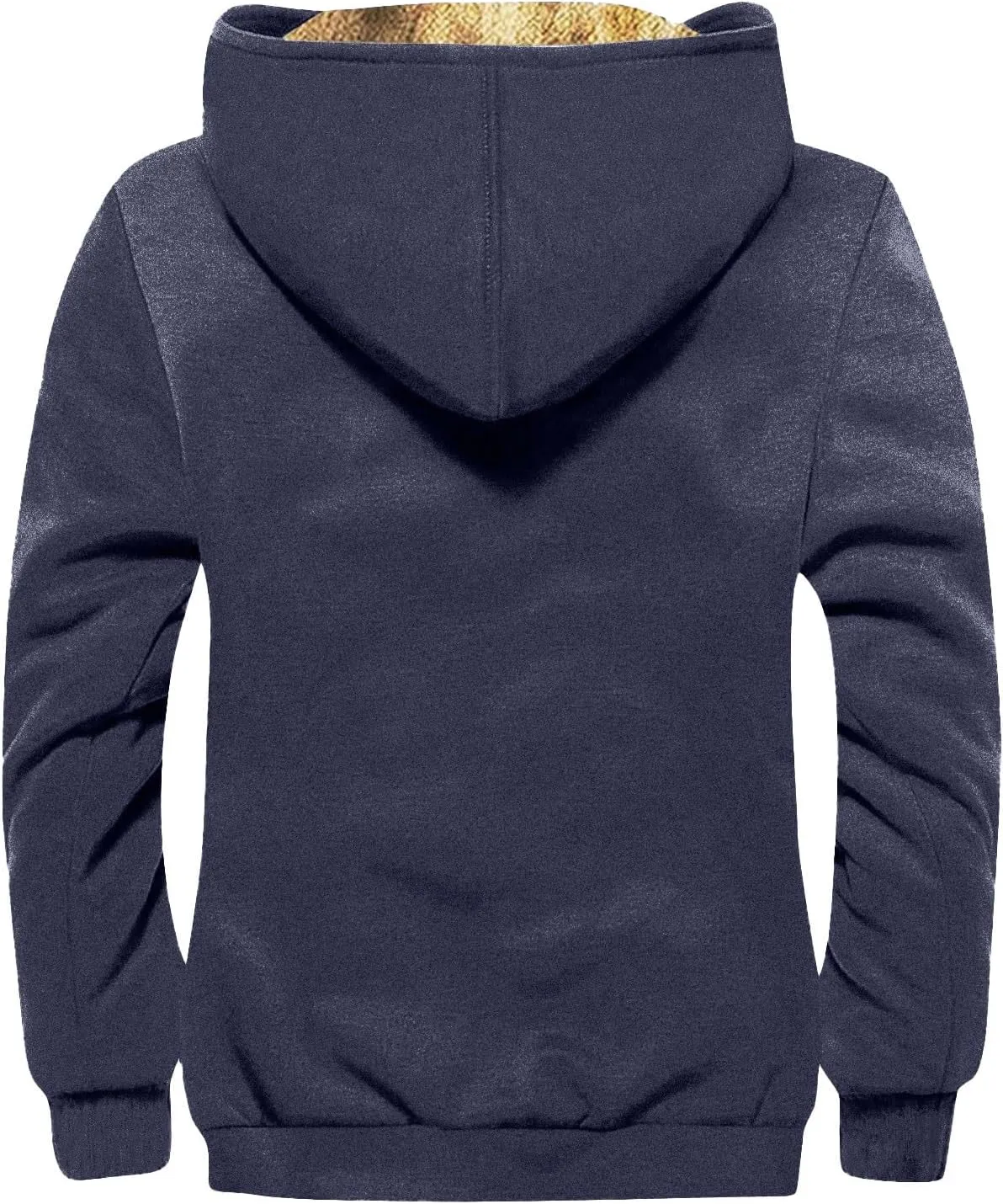 Mens Fuzzy Sherpa Jacket Long Sleeve Fleece Zip Up Coat Faux Puffer Jacket Outdoor Thick Varsity Coat Plus Size
