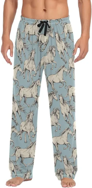 Men's Pajama Pants Soft Comfy Horses Sleep Lounge Pants Pjs Bottoms with Pockets