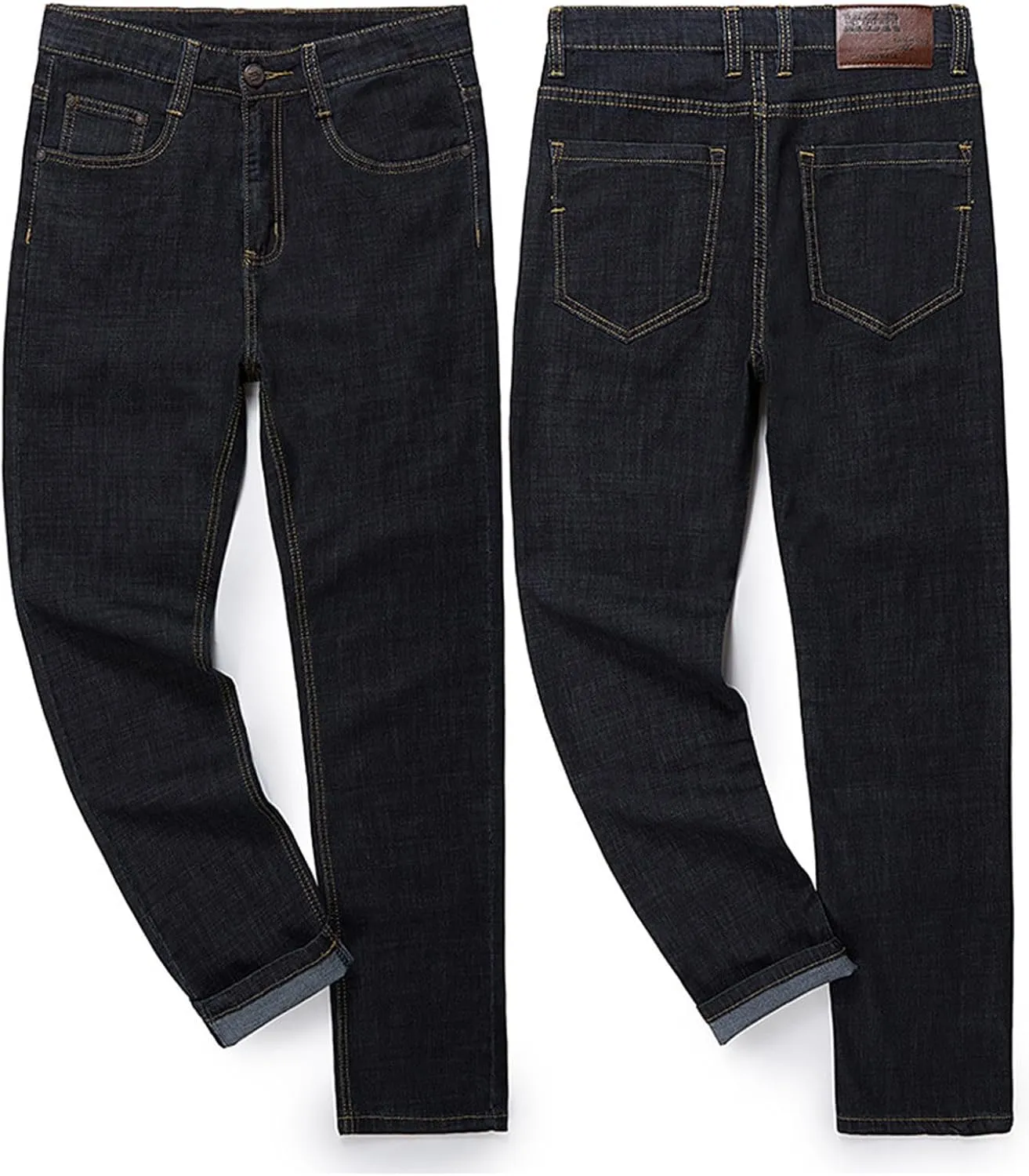 Men's Regular Fit Baggy Straight Leg Jeans Casual Loose Elastic Waist Relaxed Fit Denim Pants Lightweight Work Jean