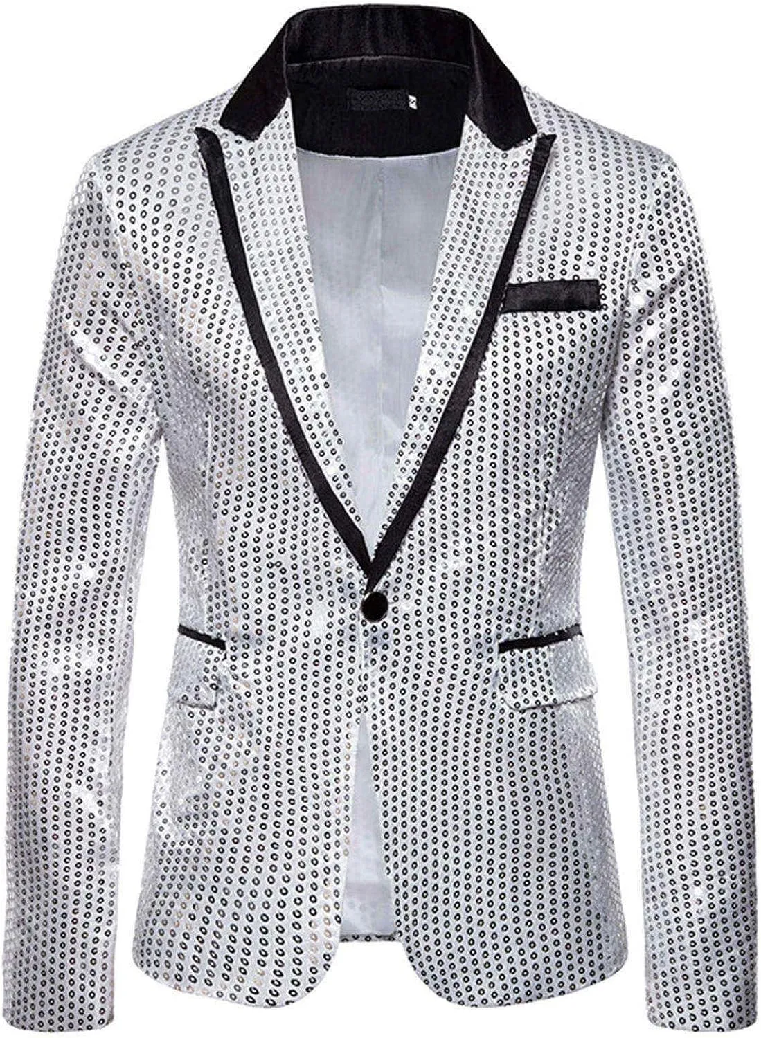 Mens Slim Fit Casual Blazer Sport Coat Sequin Party Wedding Blazer Jacket Lightweight Business Jackets Suit Jackets
