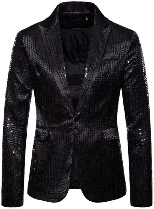 Mens Slim Fit Casual Blazer Sport Coat Sequin Party Wedding Blazer Jacket Lightweight Business Jackets Suit Jackets