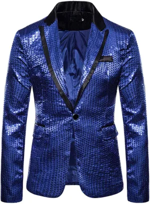 Mens Slim Fit Casual Blazer Sport Coat Sequin Party Wedding Blazer Jacket Lightweight Business Jackets Suit Jackets