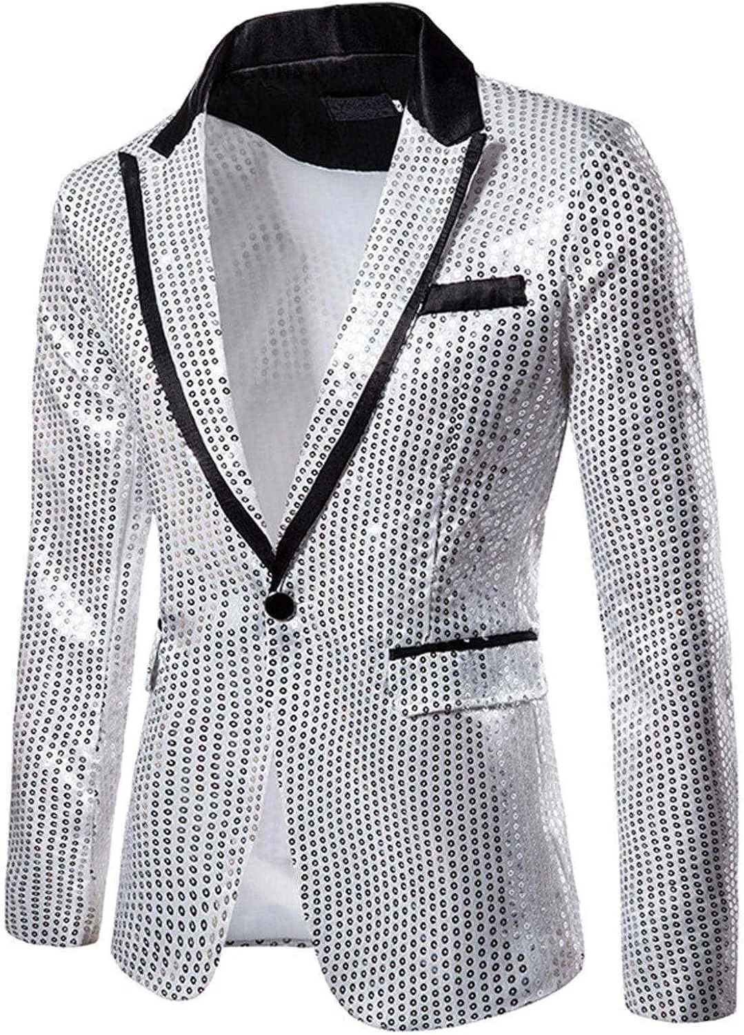 Mens Slim Fit Casual Blazer Sport Coat Sequin Party Wedding Blazer Jacket Lightweight Business Jackets Suit Jackets