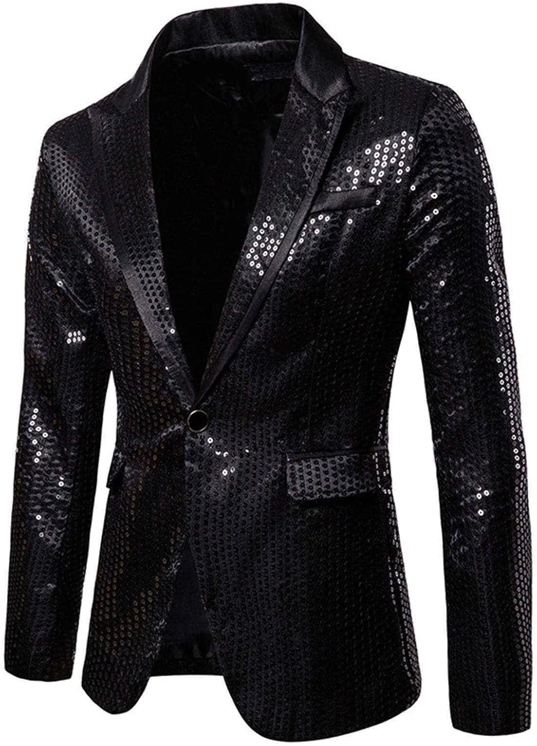 Mens Slim Fit Casual Blazer Sport Coat Sequin Party Wedding Blazer Jacket Lightweight Business Jackets Suit Jackets