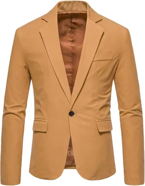 Men's Slim Fit One Button Sport Coat Classic Blazer Suit Jacket Lightweight Jacket Tailored Blazer Sport Coat