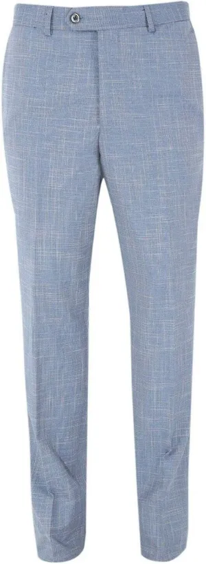 Mens Slim Fit Tweed Suit Blazer Waistcoat Trousers Sold Separately Retro Houndstooth Check Pattern Set in Blue