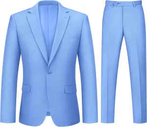 Mens Suit 2 Piece Suits for Men One Button Slim Fit Solid Jacket & Pants Tuxedo Set Business Wedding Party