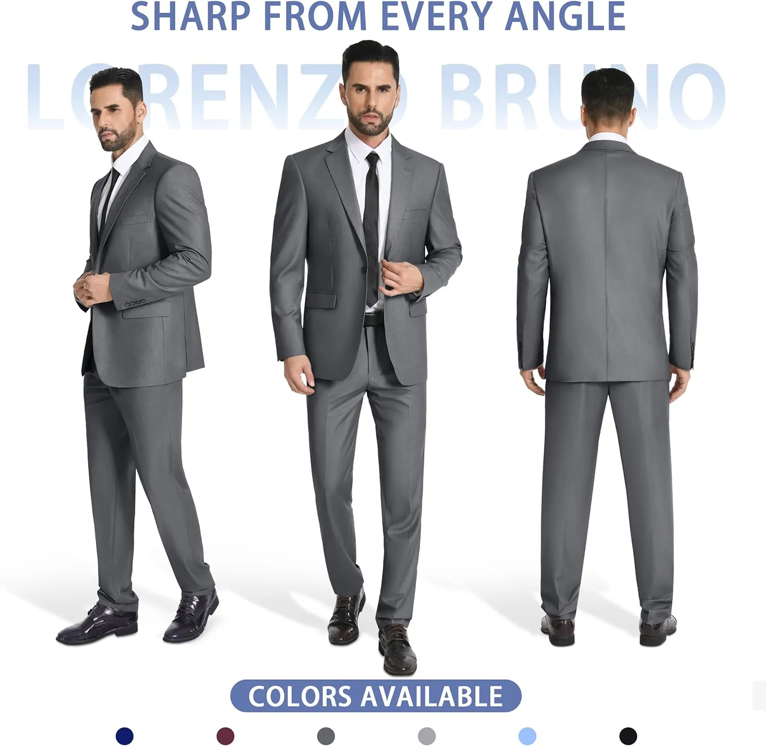 Mens Suit 2 Piece Suits for Men One Button Slim Fit Solid Jacket & Pants Tuxedo Set Business Wedding Party