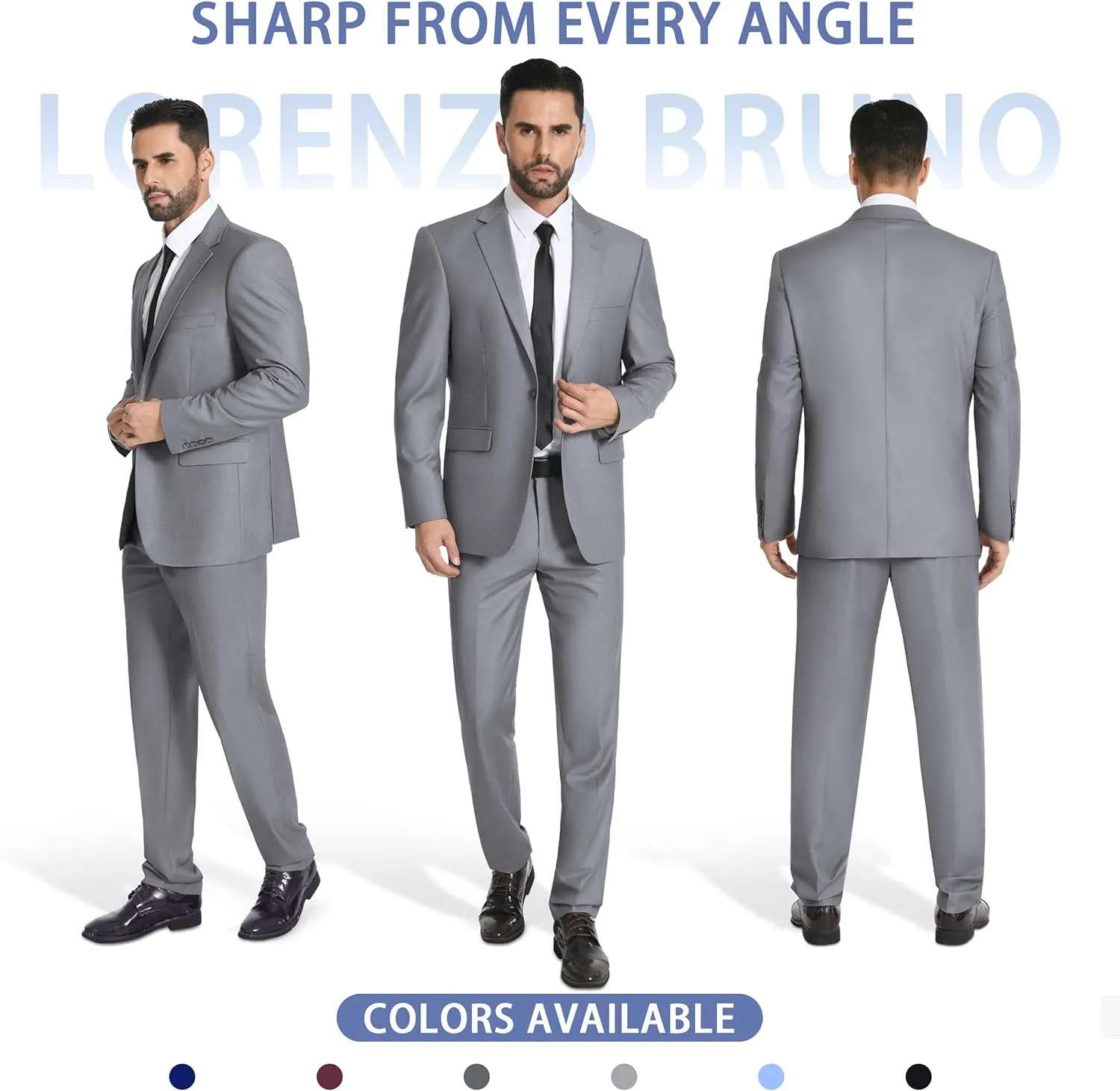 Mens Suit 2 Piece Suits for Men One Button Slim Fit Solid Jacket & Pants Tuxedo Set Business Wedding Party